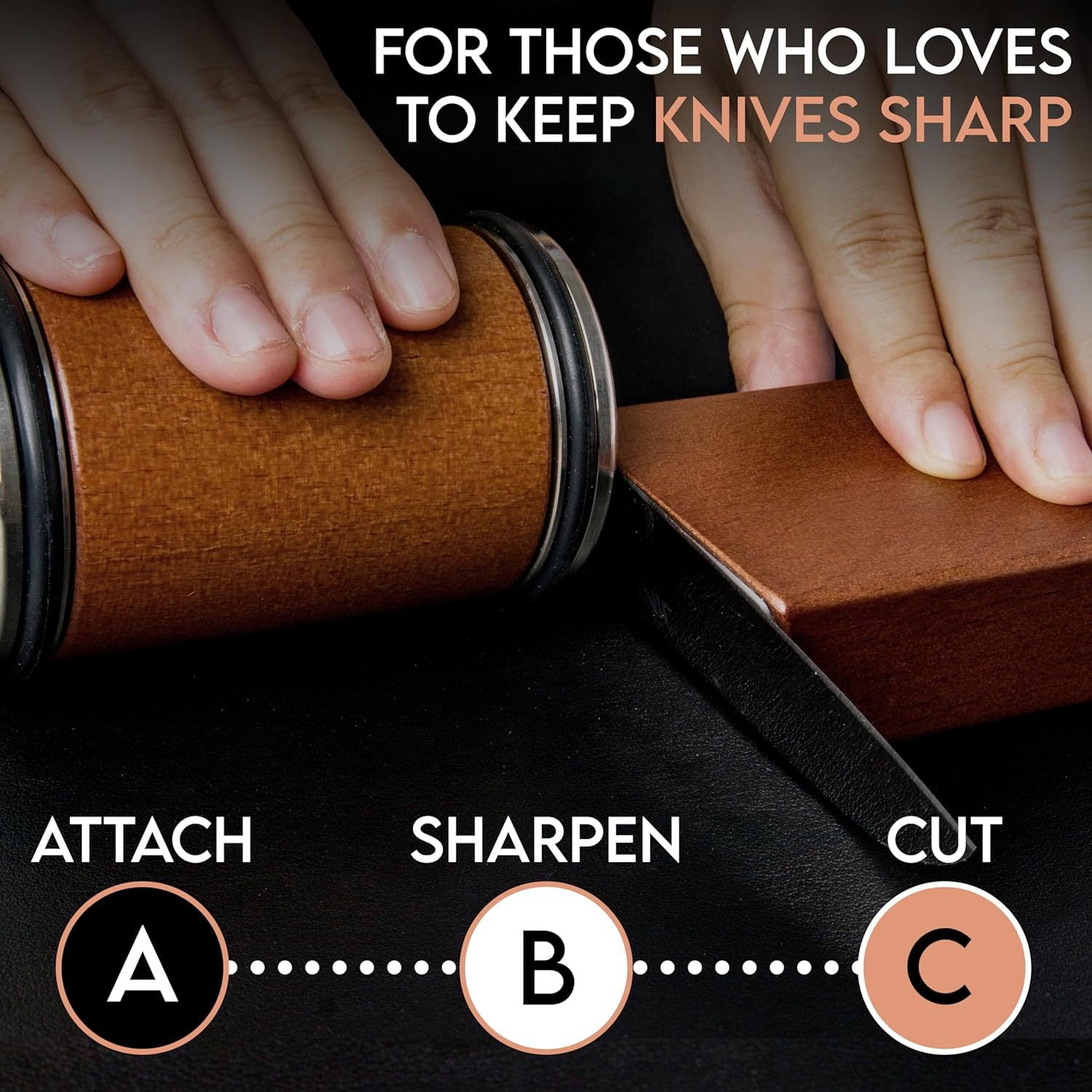 Rolling Knife Sharpener Kit, Diamond & Ceramic Sharpening for Steel, Kitchen Tool with 15 & 20 Degree Magnetic Angle (Brown) - Image 2