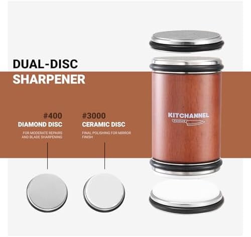 Rolling Knife Sharpener Kit – Fast, Easy Diamond & Ceramic Manual Sharpener | 15° & 20° Angle Guides for Kitchen & Chef’s Knives – Sharpens All Steel Blades - Image 5