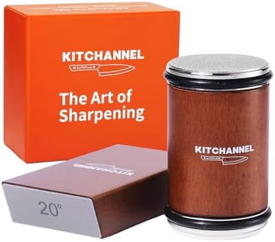 Rolling Knife Sharpener Kit – Fast, Easy Diamond & Ceramic Manual Sharpener | 15° & 20° Angle Guides for Kitchen & Chef’s Knives – Sharpens All Steel Blades
