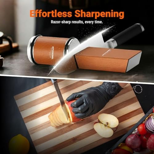 Rolling Knife Sharpener Kit – Fast, Easy Diamond & Ceramic Manual Sharpener | 15° & 20° Angle Guides for Kitchen & Chef’s Knives – Sharpens All Steel Blades - Image 2