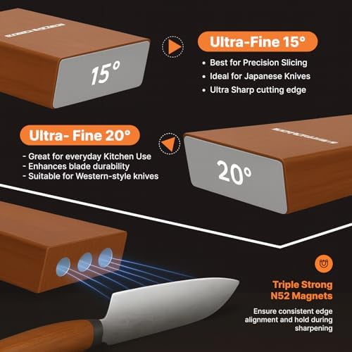 Rolling Knife Sharpener Kit – Fast, Easy Diamond & Ceramic Manual Sharpener | 15° & 20° Angle Guides for Kitchen & Chef’s Knives – Sharpens All Steel Blades - Image 3