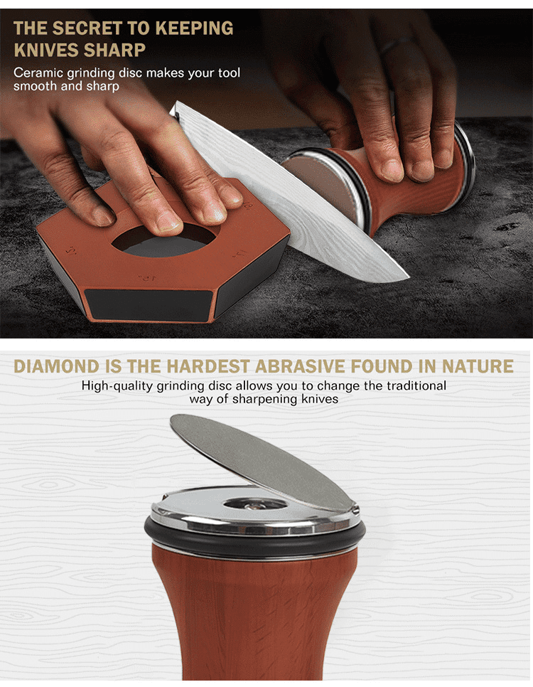 Rolling Knife Sharpener Kit, Kitchen Knife Sharpener with 15 & 25 Degree Sharpening with 2pcs Polishing Disc & 2pcs Grinding Disc for Kitchen Knives, Pocket Knives, Chef's Knives - Image 3