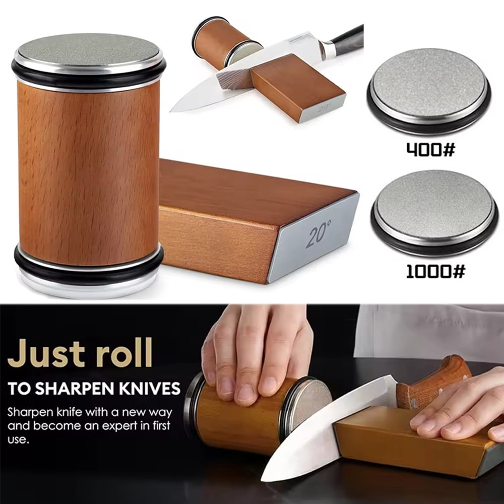 Rolling Knife Sharpener Kit Magnetic Angles and #1000/#400 Diamond Sharpening Stone Manual Roller Kitchen System with Finger Guard and Glove,Giftbox - Image 4