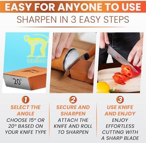 Rolling Knife Sharpener Kit - Magnetic Rolling Sharpener for Knives with 15 & 20 Degree Angles – Rolling Stone Pro Sharpener for Kitchen & Pocket Knives - Ideal Gift for Christmas. - Image 4
