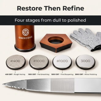 Rolling Knife Sharpener Kit with Magnetic Base, 5-Angle Settings, 4 Ceramic Discs & Cut-Resistant Gloves for Kitchen Chef Pocket Knives