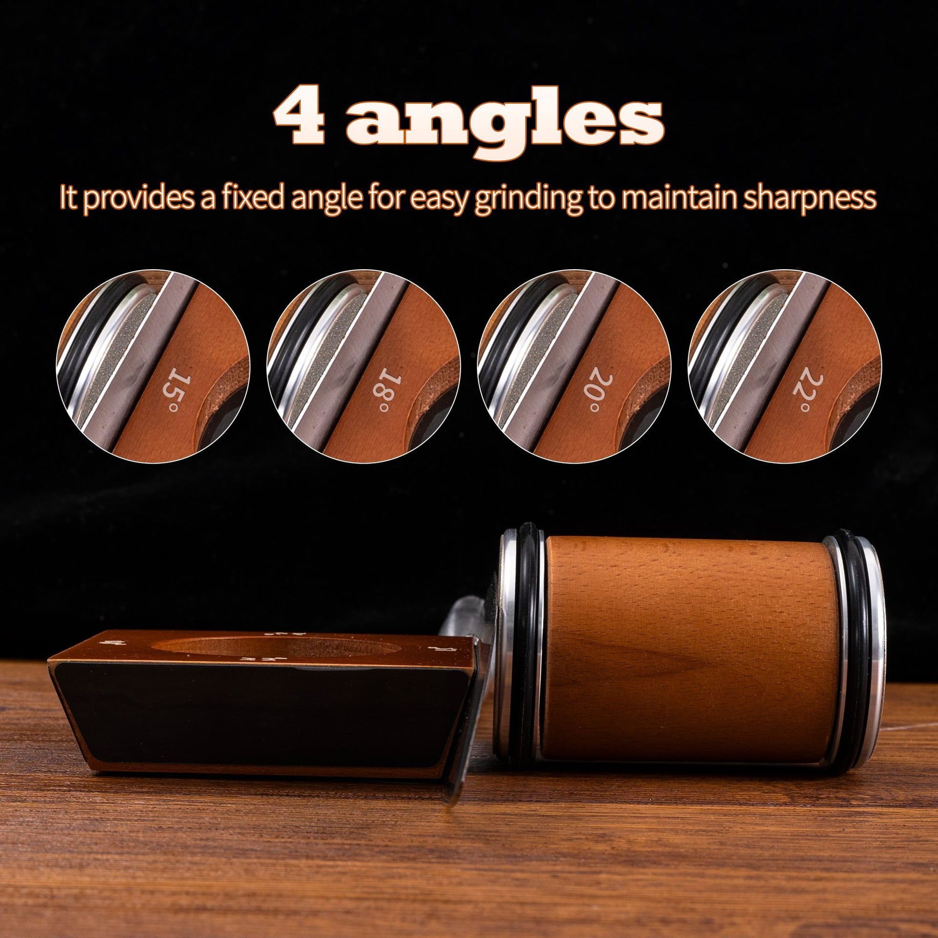 Rolling Knife Sharpener System Kit,4-Angle Tumbler Double Diamond 400 1000 Discs Sharpening Stone for Kitchen Knives - Image 5