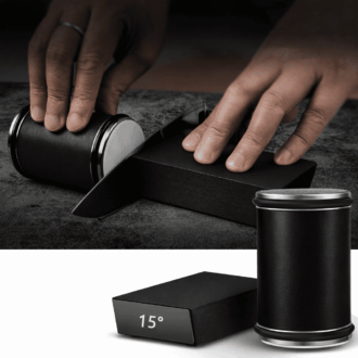 Rolling Sharpener with Magnetic Base for Effortlessly Sharpening Aligned Angles Wooden Base Revive Your Blades Simply Eco-friendly Kitchenware