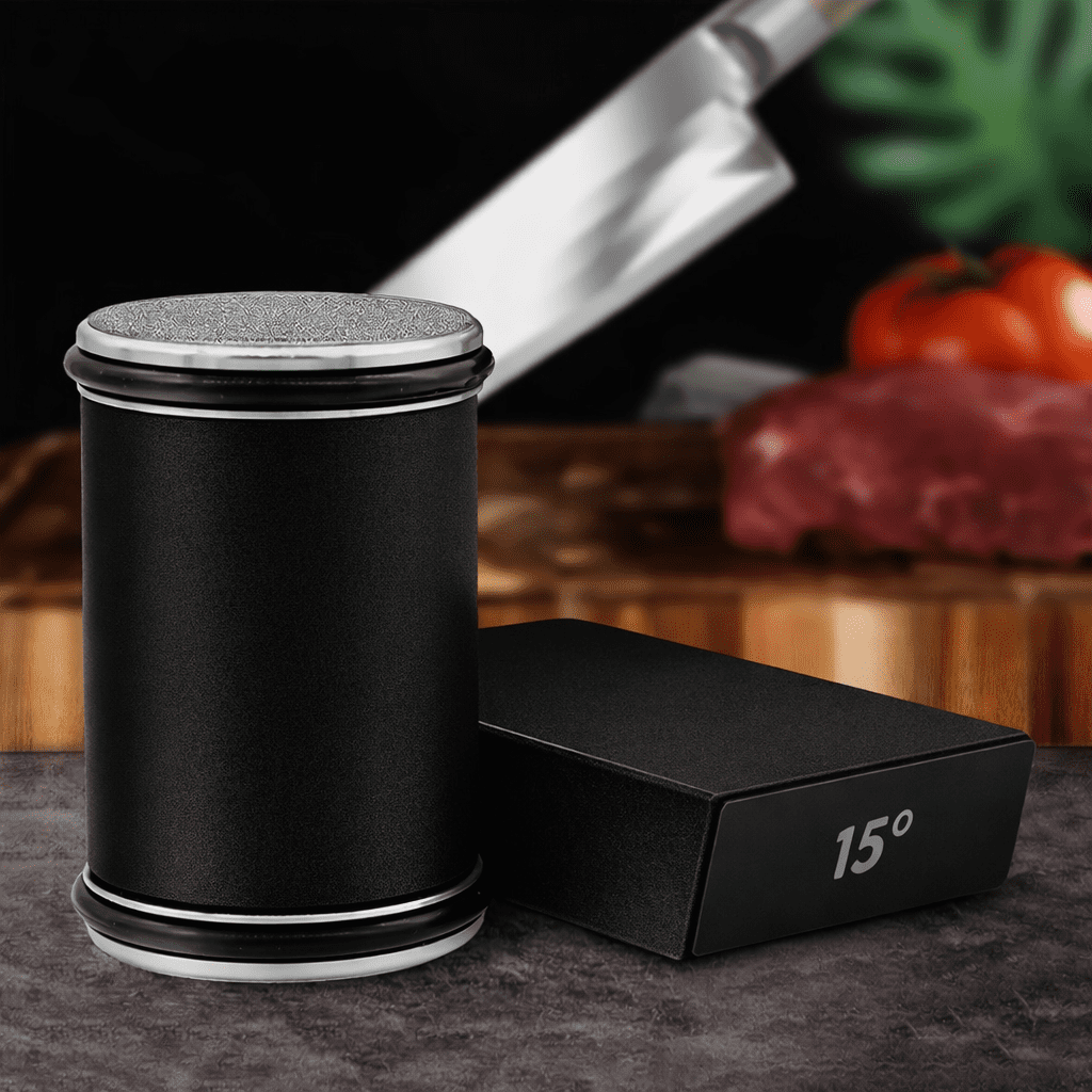 Rolling Sharpener with Magnetic Base for Effortlessly Sharpening Aligned Angles Wooden Base Revive Your Blades Simply Eco-friendly Kitchenware - Image 5