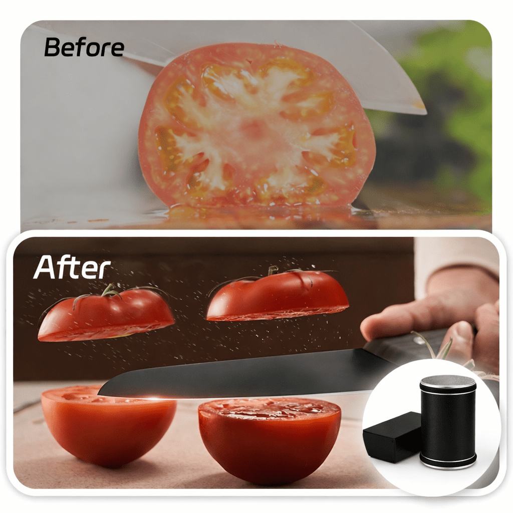 Rolling Sharpener with Magnetic Base for Effortlessly Sharpening Aligned Angles Wooden Base Revive Your Blades Simply Eco-friendly Kitchenware - Image 3