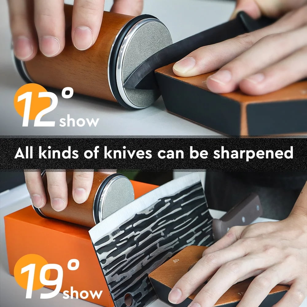 Akatsuki Rolling Knife Sharpener Kit 15°-22°Diamond #1000/#400 Tumbler Sharpening Stone for Kitchen Knife,with Finger Guard and Glove - Image 5