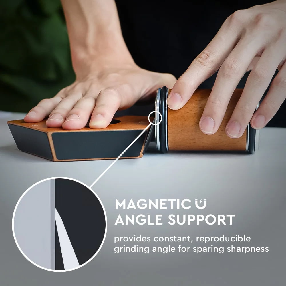 Rolling Tumbler Knife Sharpener Kit #1000/#400 Diamond Roller Sharpening Stone with 5-Angle Magnetic Holder, Effortless KItchen Sharpening System with Finger Guard and Glove - Image 2