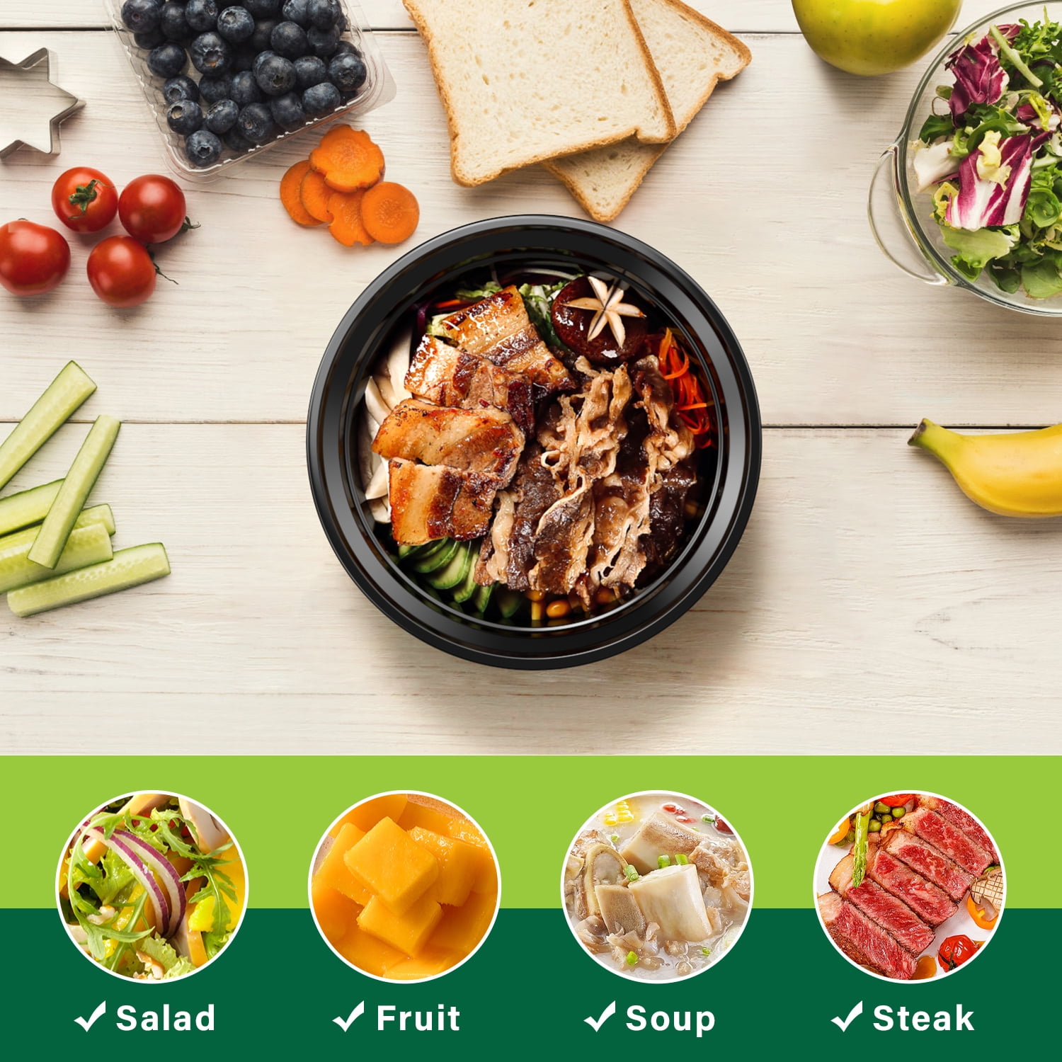 Round Meal Prep Container with Lids: TINANA 15 Pack 16 OZ To Go Containers, Plastic Food Storage Containers Set- Microwave, Freezer & Dishwasher Safe, Durable & Stackable - Image 5