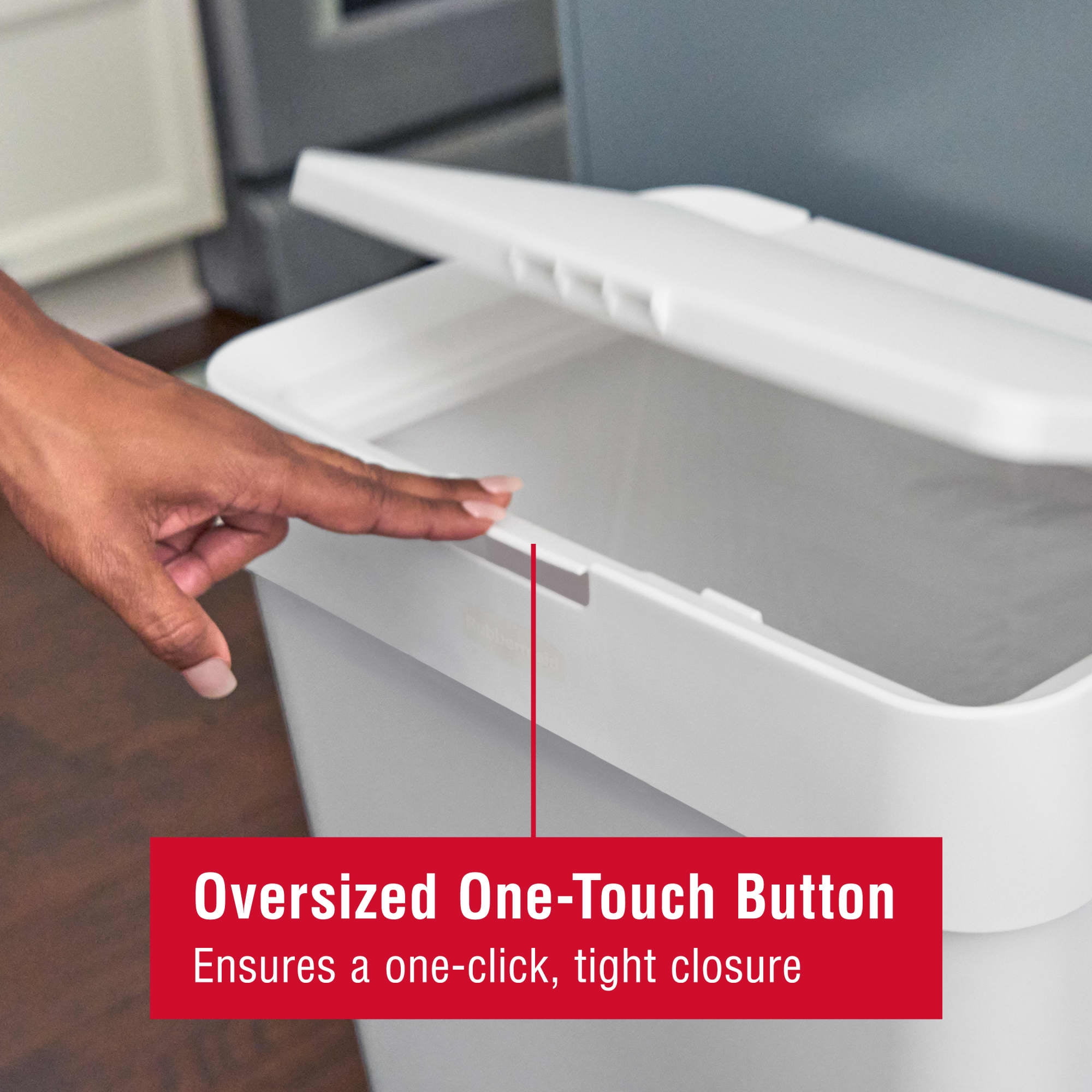 Rubbermaid Kitchen Trash Can, 12.2 Gallon Plastic Touch Top Garbage Bin, White - Image 5