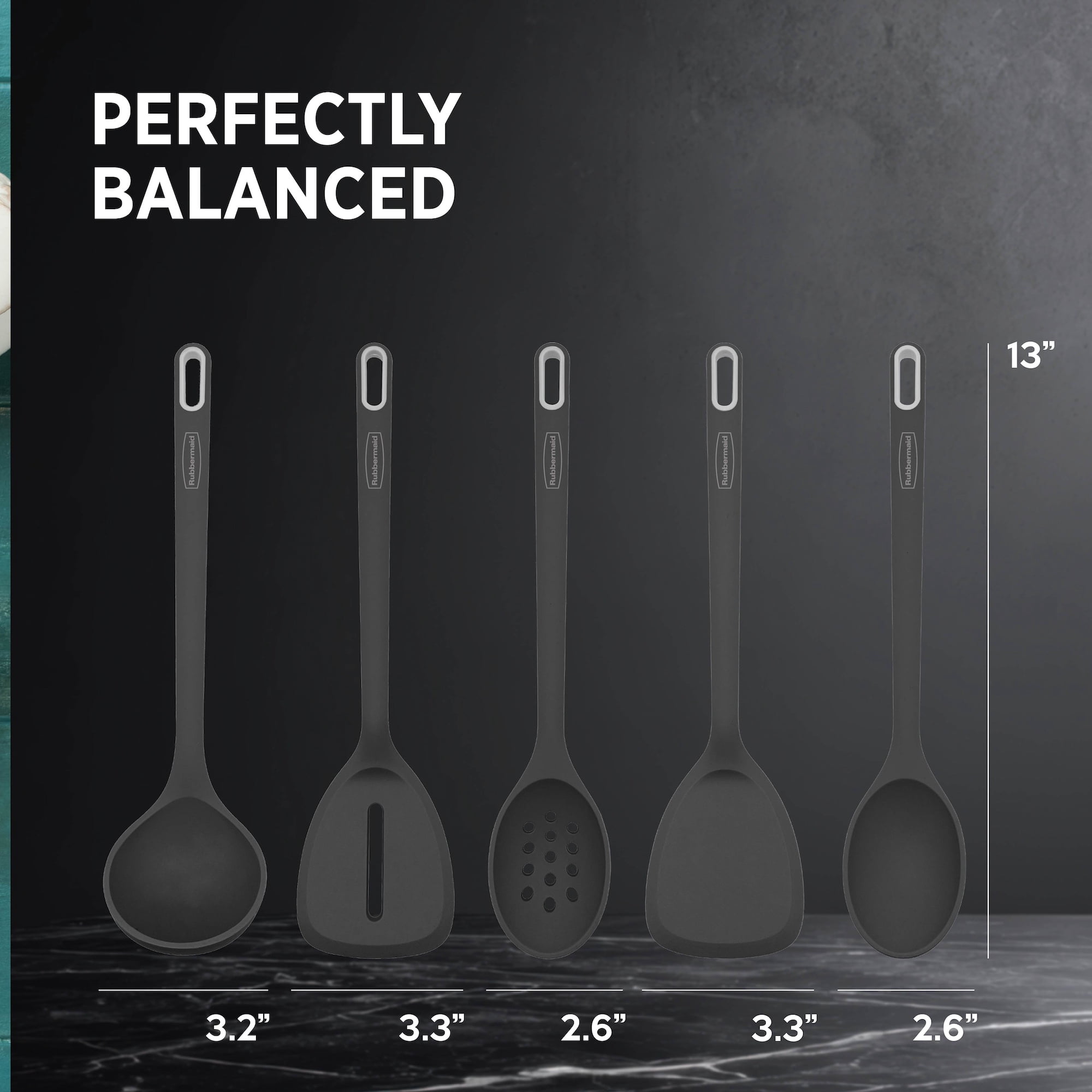 Rubbermaid Silicone Kitchen Utensils Set, Heat-Resistant and BPA-Free Cooking Utensils (5 Pieces), Black - Image 3