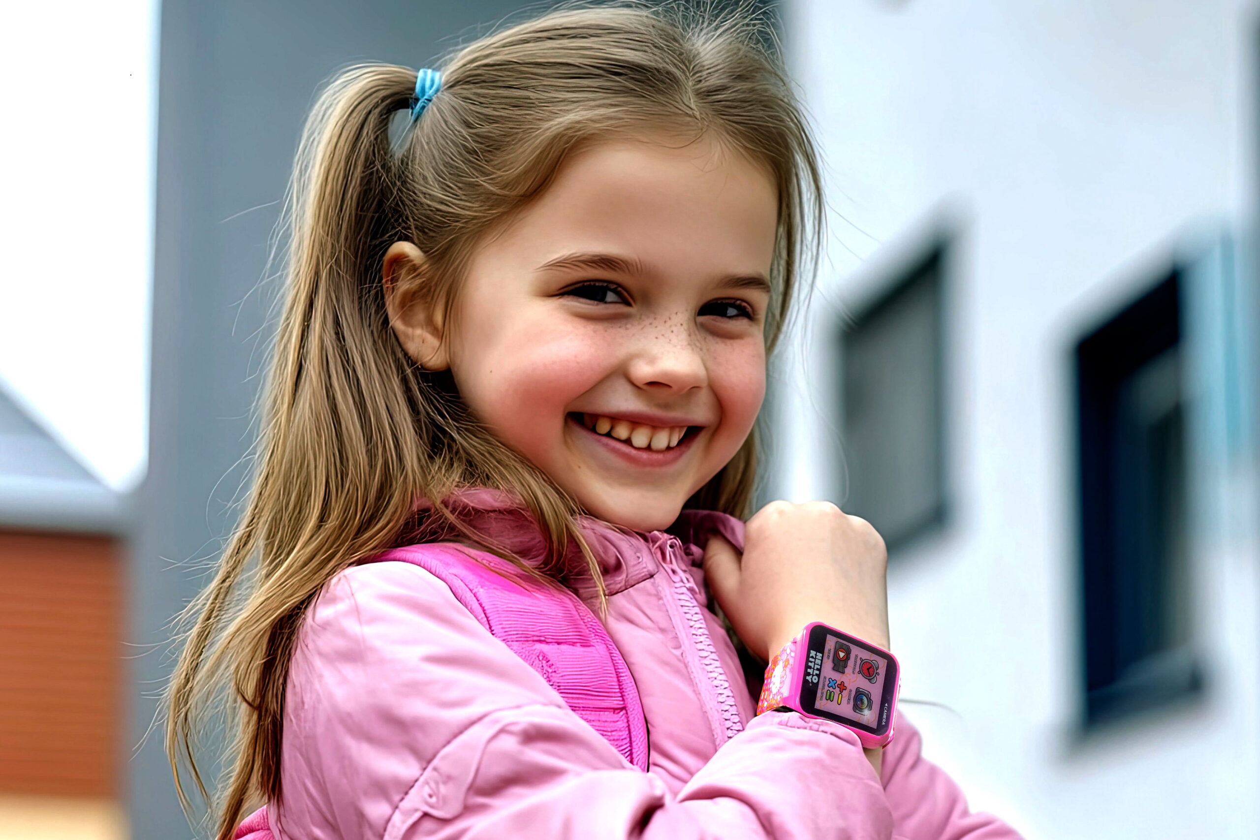 San Rio Hello Kitty Unisex Child Smart Watch with Silicone Strap with Rectangular Pink Case 42MM ( HK4152WM) - Image 3