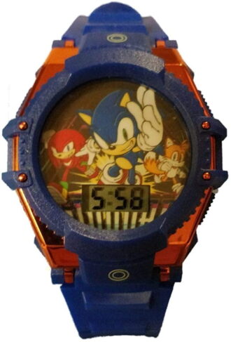 SEGA Sonic The Hedgehog Unisex Childrens Watch Silicone Strap with Flashing Dial and Metallic Bezel in Blue (SNC4090WM)