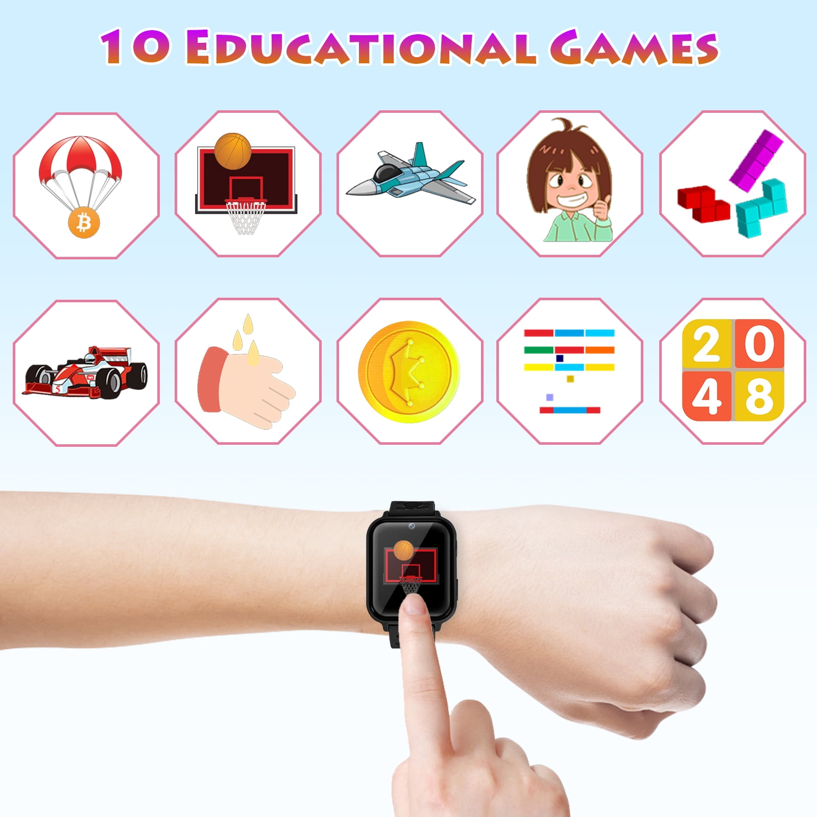 SHANNA Kids Smart Watch 39 mm Black Aluminum Alloy with Black Band - Image 4