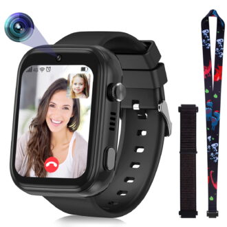 SHANNA Smart Watch for Kids with GPS 4G HD Touchscreen Watch with Phone GPS Tracker Real-Time Location SOS Video Call Voice Chat Camera for Boys Girls Gift, Black