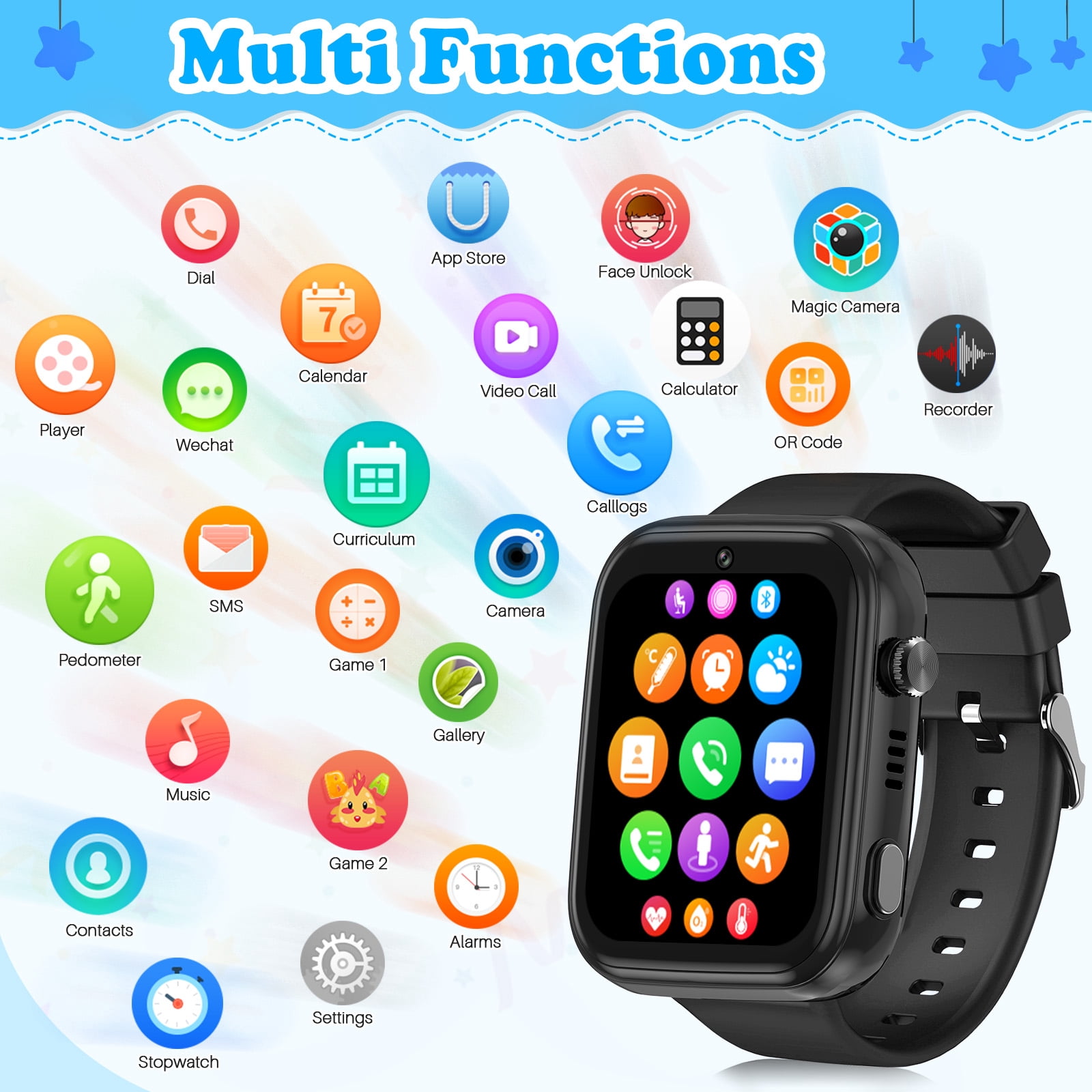 SHANNA Smart Watch for Kids with GPS 4G HD Touchscreen Watch with Phone GPS Tracker Real-Time Location SOS Video Call Voice Chat Camera for Boys Girls Gift, Black - Image 3