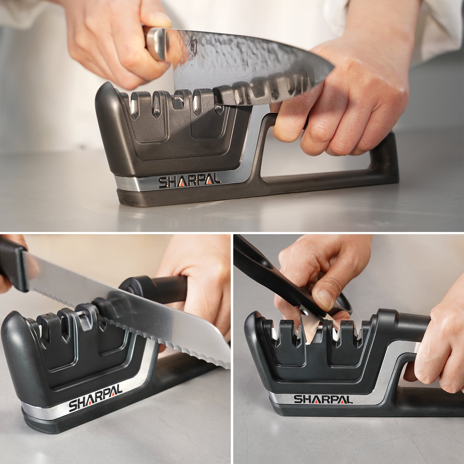 Sharpal 104N 5-in-1 Kitchen Knife and Scissors Sharpener, Tungsten Carbide - Image 3