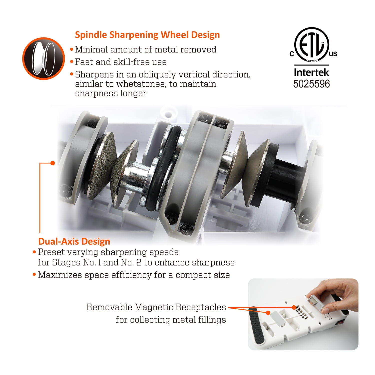 Sharpal 198H 3-Stage Diamond Abrasion Electric Knife Sharpener - Image 3