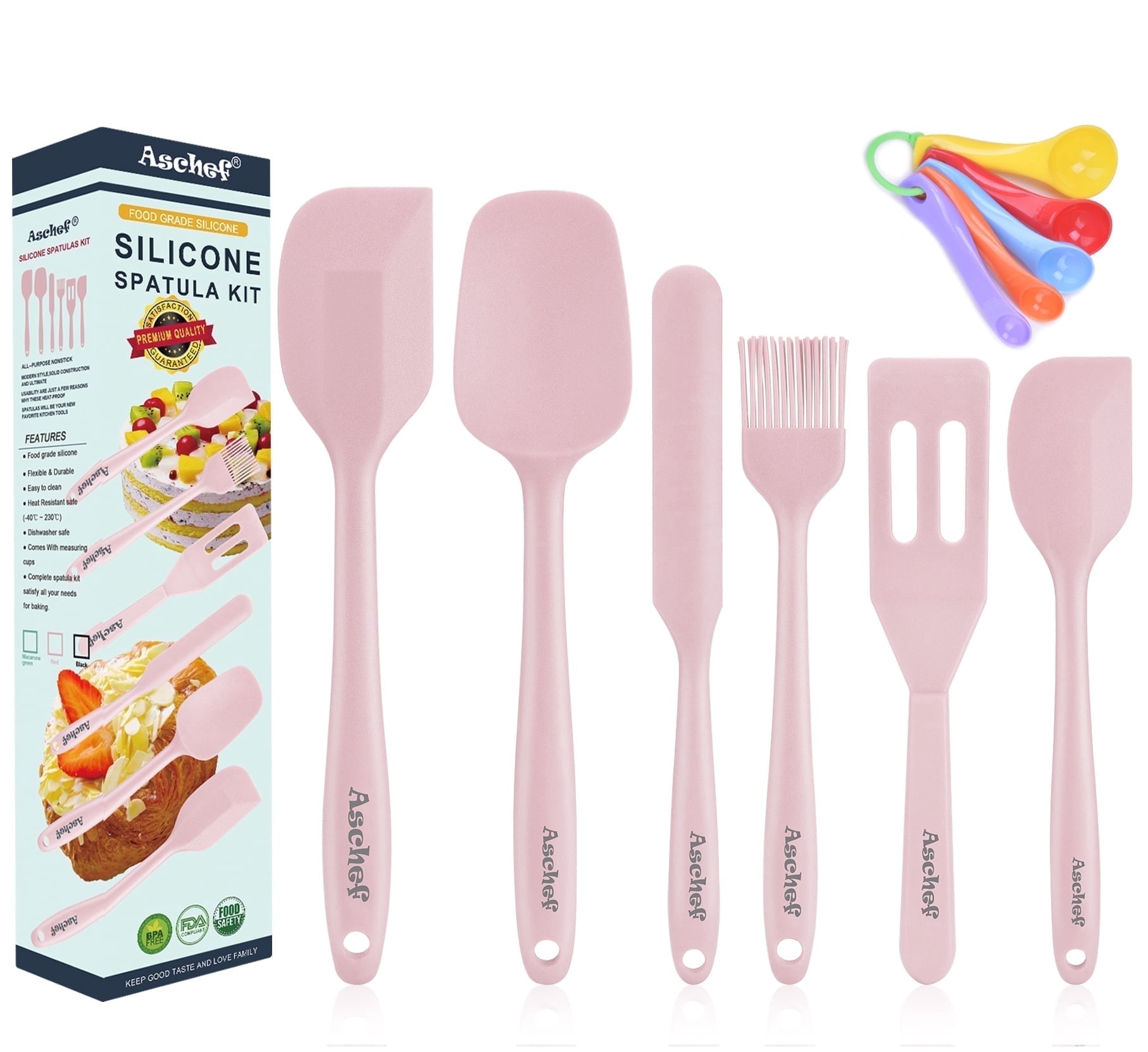 Silicone Baking Spatula Utensils Set, High Heat Resistant Non-Stick Rubber Spatula for Kitchen Cooking Baking Mixing