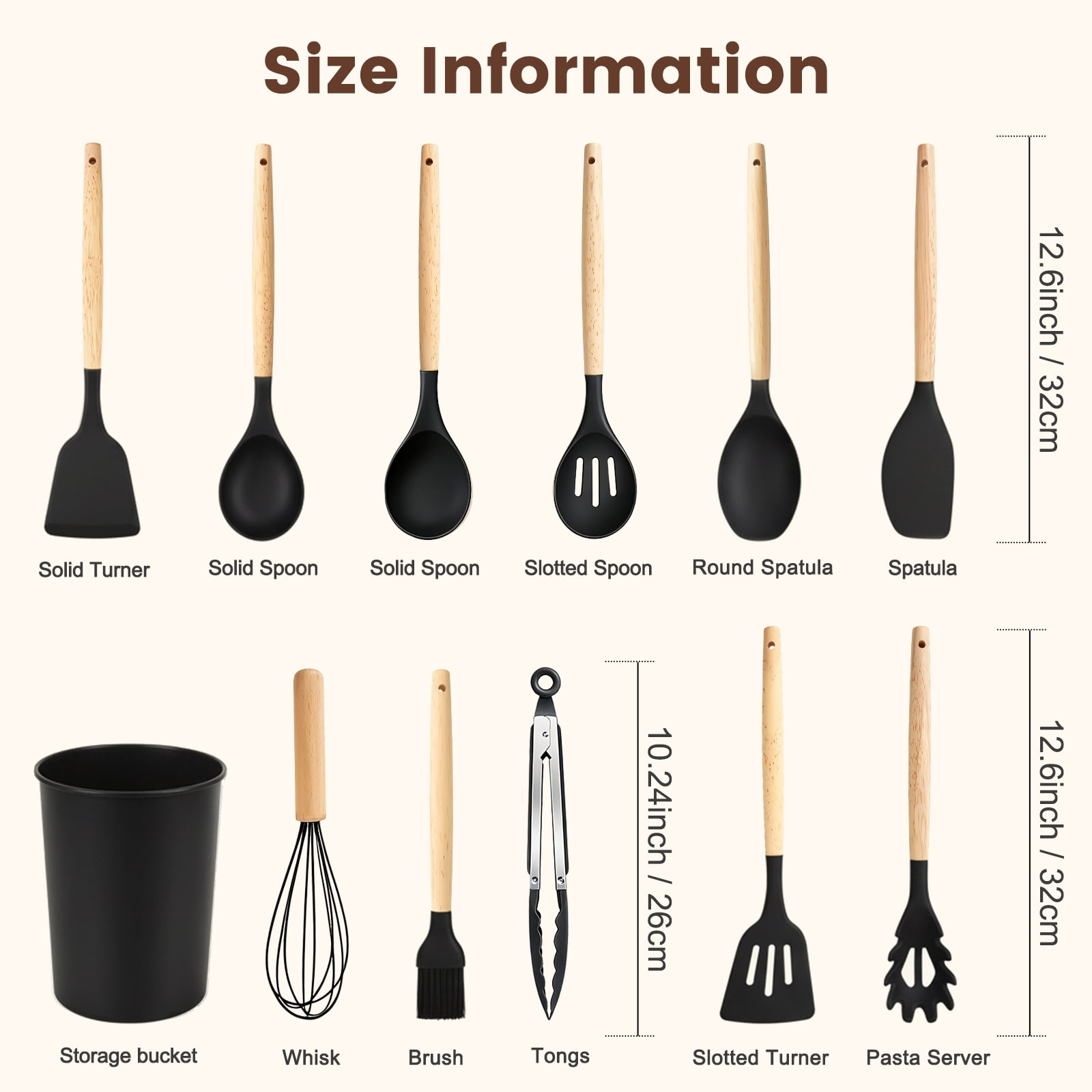 Silicone Cooking Utensils Set, Kitchen Utensils Set 38 Pcs for Cooking, Nonstick Kitchen Utensils Cookware Set Spatula Set, Black - Image 3