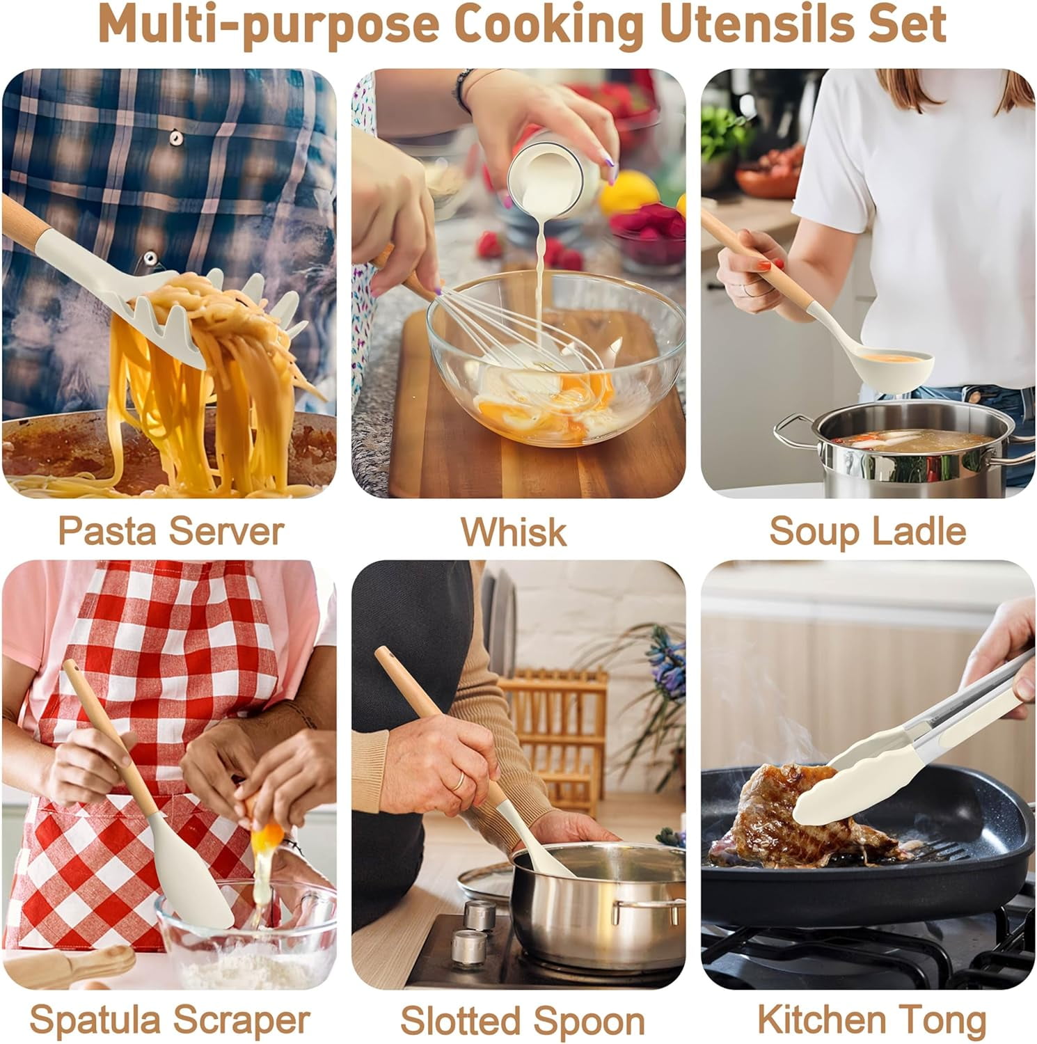Silicone Kitchen Utensil Set, 12PCS Heat Resistant Kitchen Gadgets and Tools - Image 2