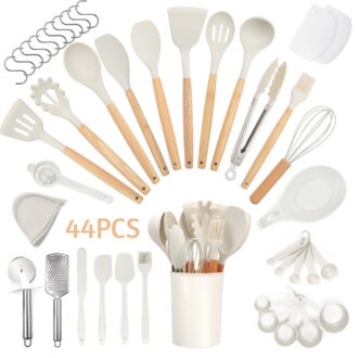 Silicone Kitchenware Set, 44-Piece Non-Stick Cooking Utensils Kitchen Set, Non-Stick 446°F/230°C Heat-Resistant Cookware (white)