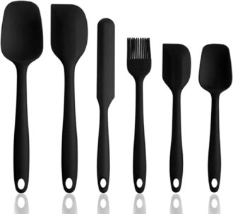 Silicone Spatula Set of 6, Heat Resistant Silicone Spatula Kitchen Utensils for Cooking , Nonstick Cookware Dishwasher, Black