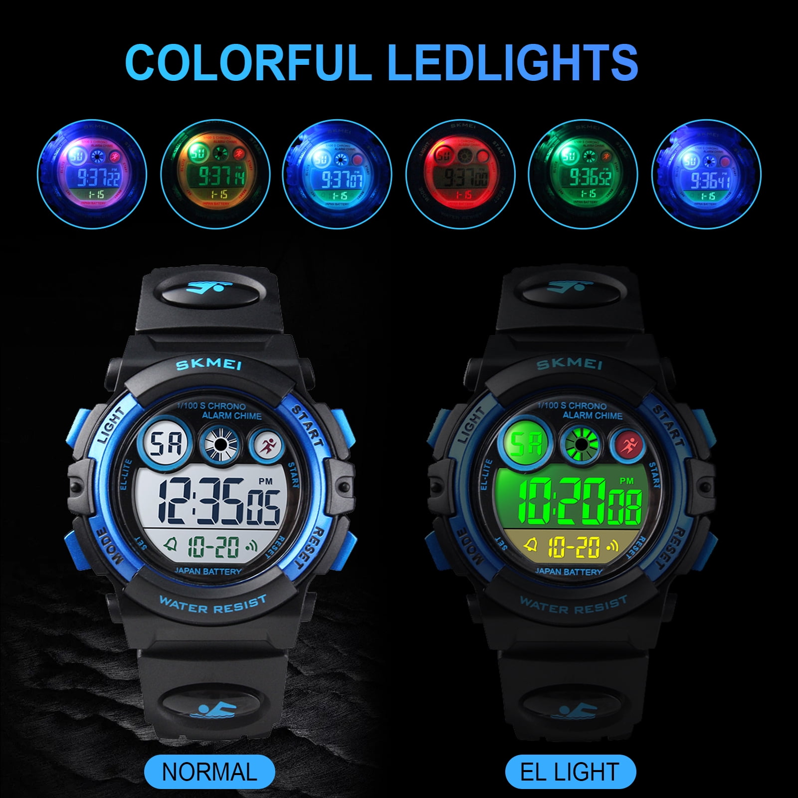 SKMEI Digital Watch, 50M Waterproof Led Watches For Ages 5-13 Sports, LED Light - Image 2