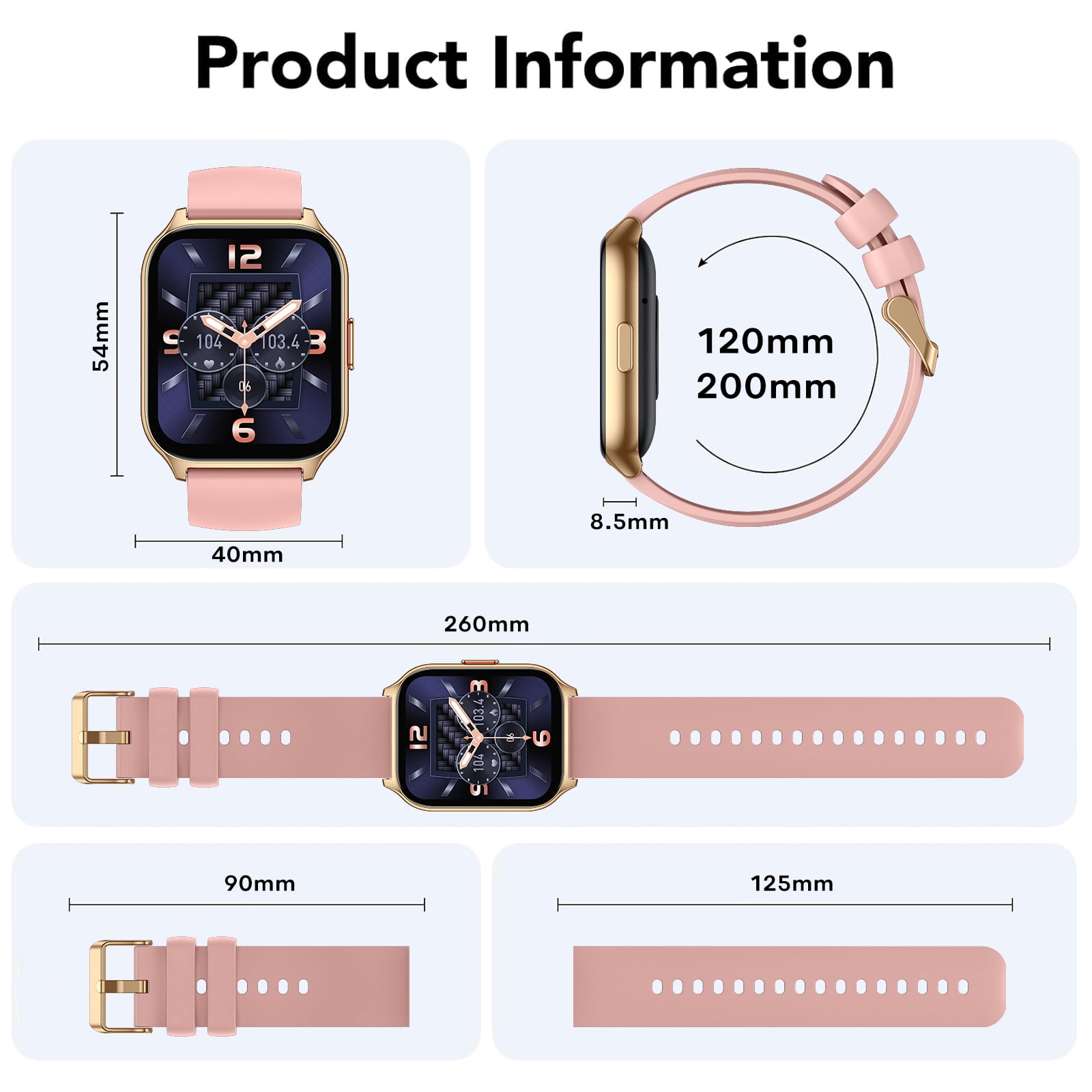 Smart Watch for Android and iPhone, TIGRADE Answer/Make Call Smartwatch for Men Women Waterproof, 23 Sport Modes, Fitness Activity Tracker, Pink - Image 2