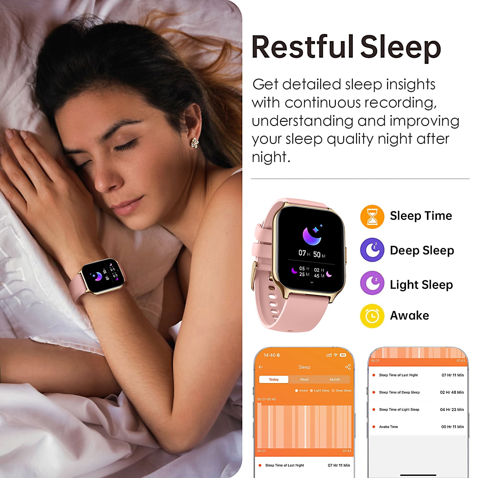Smart Watch for Android and iPhone, TIGRADE Answer/Make Call Smartwatch for Men Women Waterproof, 23 Sport Modes, Fitness Activity Tracker, Pink - Image 5