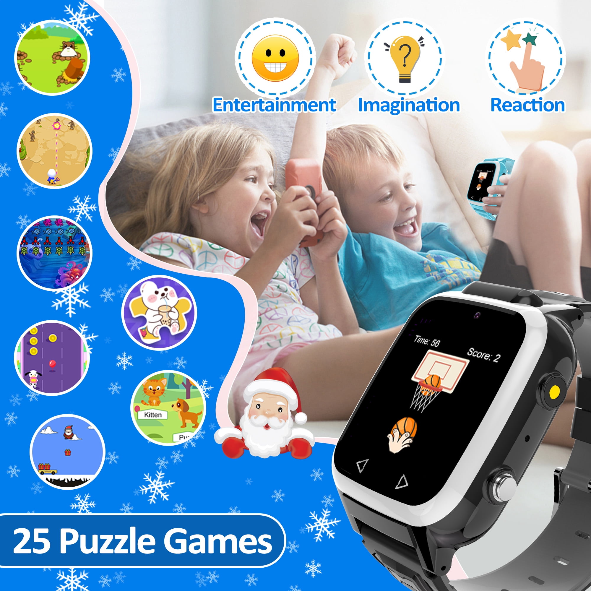 Smart Watch for Kids Boys Girls - Kids Toys for 3-10 Year Old, Toddler Watch with 25 Games Dual Camera Music Pedometer, Birthday Gifts for Boys 3 4 5 6 7 8 9 10 (Black) - Image 5
