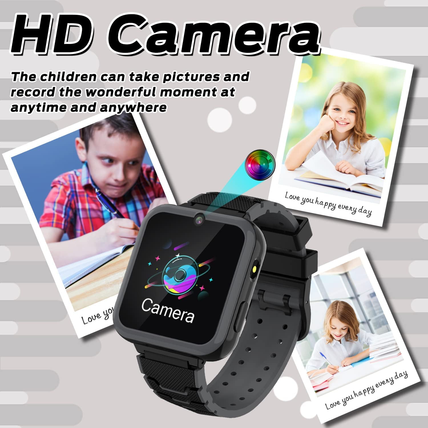 Smart Watch for Kids, Kids Smartwatch Phone for Boys Girls with 16 Games, HD Touch Screen Music Player SOS Two-Way Call Flashlight Calculator Recorder Alarm Clock,Birthday Gifts for 4-12Y - Image 4