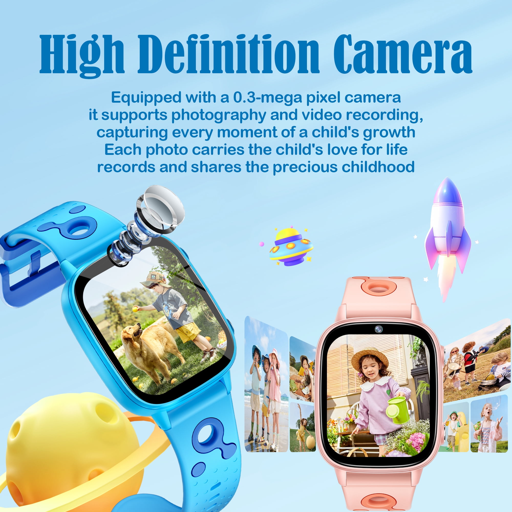 Smart Watch for Kids, Kids Watch Toys with 26 Games Camera Video Calculator Flashlight Bedtime Stories IP68 Waterproof Step Counter, Educational Toys for 4-16 Year Olds, Gifts for Boys Girls, Blue - Image 2