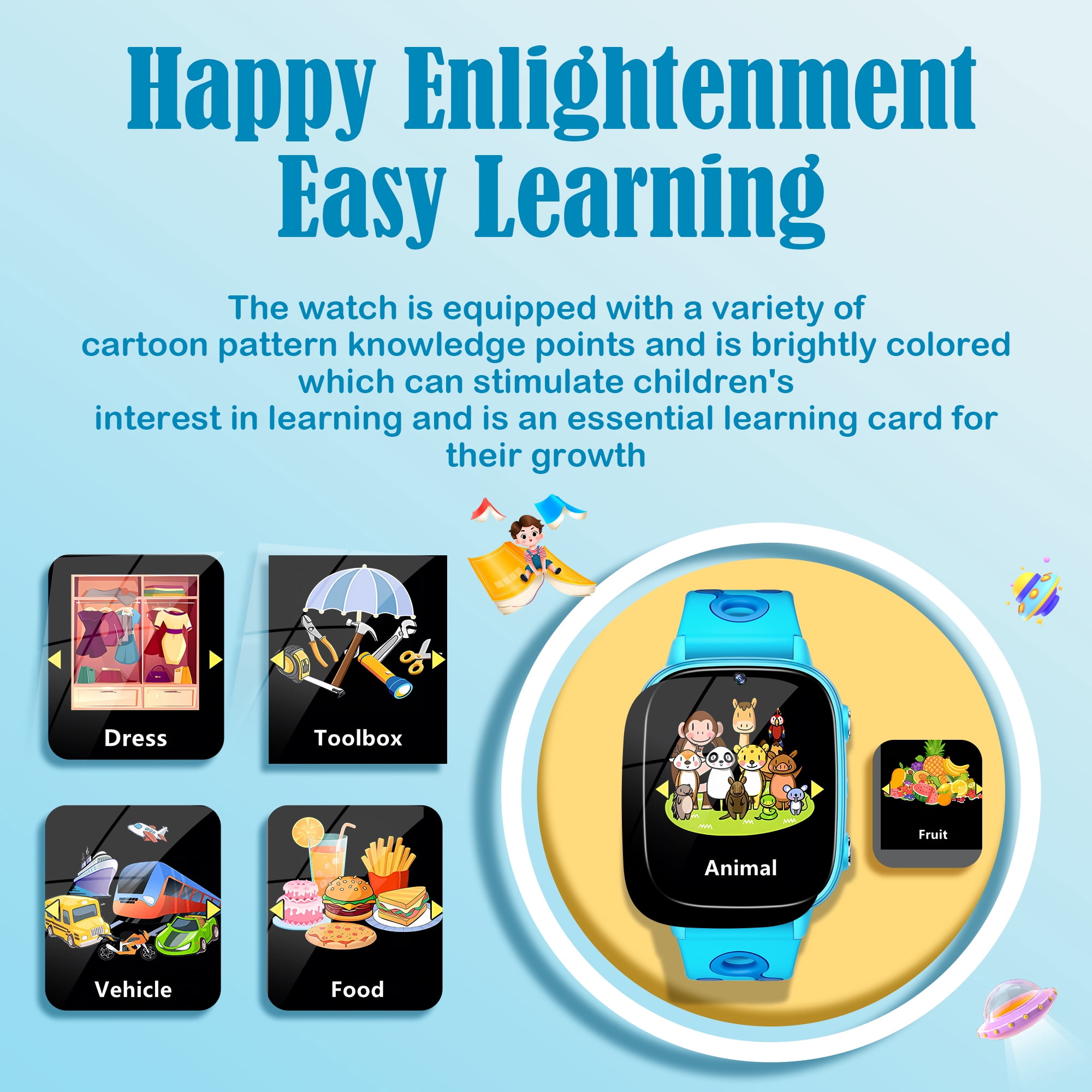 Smart Watch for Kids, Kids Watch Toys with 26 Games Camera Video Calculator Flashlight Bedtime Stories IP68 Waterproof Step Counter, Educational Toys for 4-16 Year Olds, Gifts for Boys Girls, Blue - Image 5