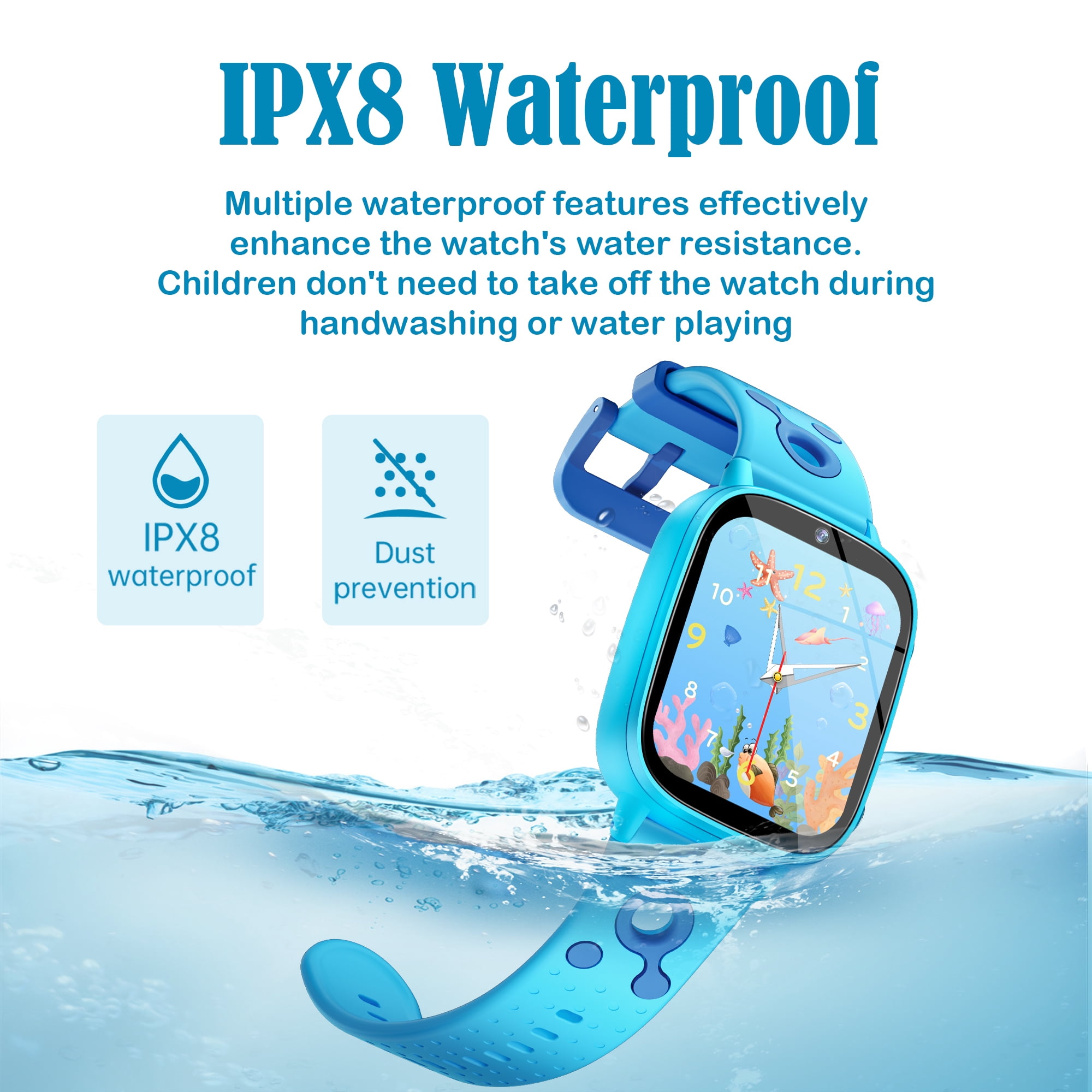 Smart Watch for Kids, Kids Watch Toys with 26 Games Camera Video Calculator Flashlight Bedtime Stories IP68 Waterproof Step Counter, Educational Toys for 4-16 Year Olds, Gifts for Boys Girls, Blue - Image 4