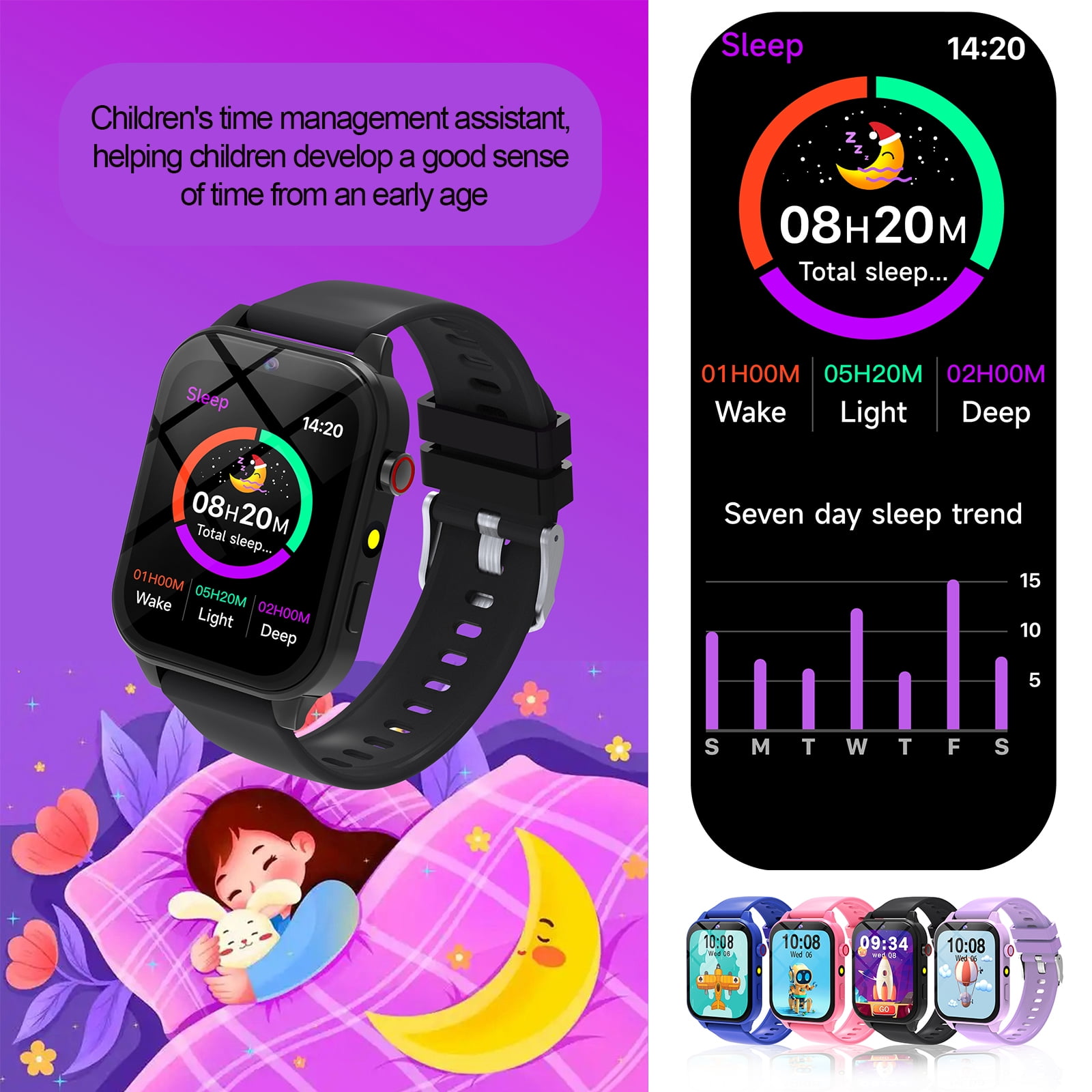 smart watch for kids with 18 classic games, camera, pedometer, alarm clock, and timer on the touch screen, suitable for boys and girls aged 3-12 as holiday Christmas gifts(blue) - Image 4