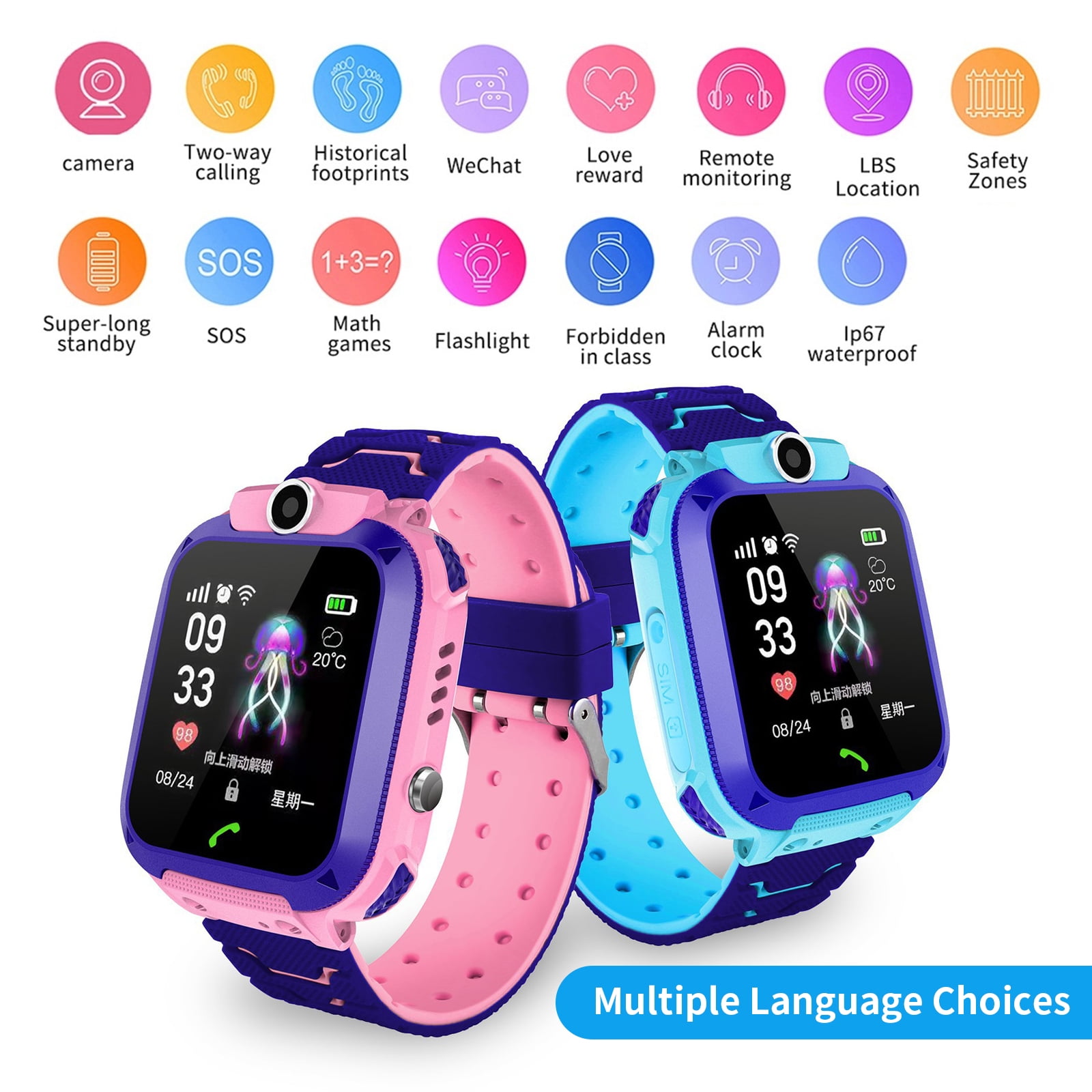 Smartwatch with GPS Tracker Texting and Calling,Smart Watch for Kids,with Two-Way Call SOS Anti-Lost Games Camera, Child Cellphone Watch School Class Gifts,4-12 Years Girls Boys Gifts - Image 3