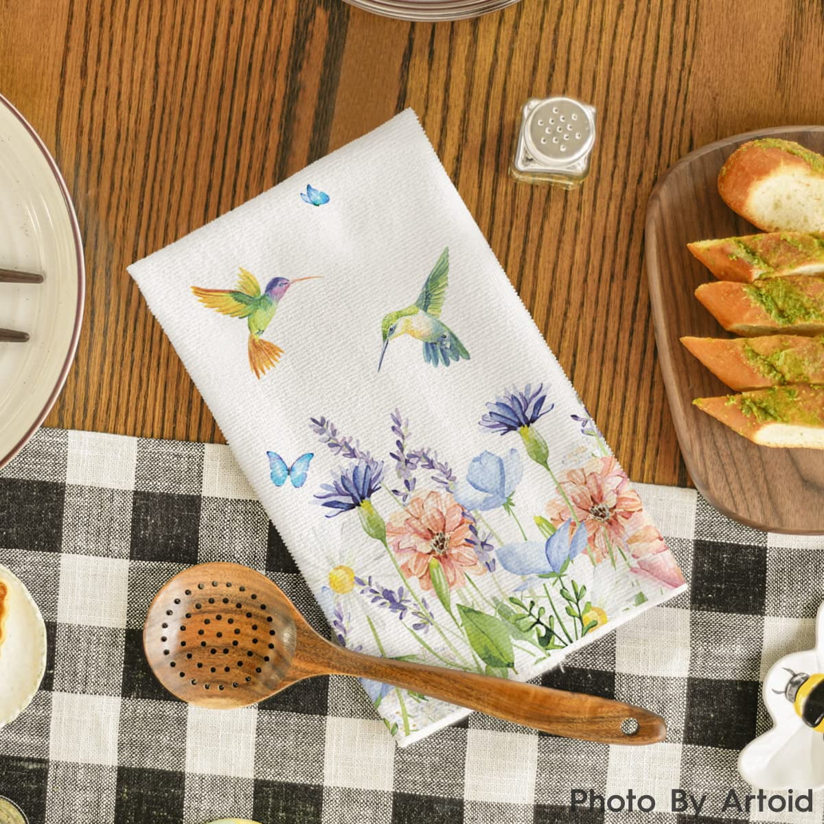 Sm:)e Highly Absorbent Seasonal Hummingbird Flower Polyester Kitchen Towels (2 Count) - Image 5