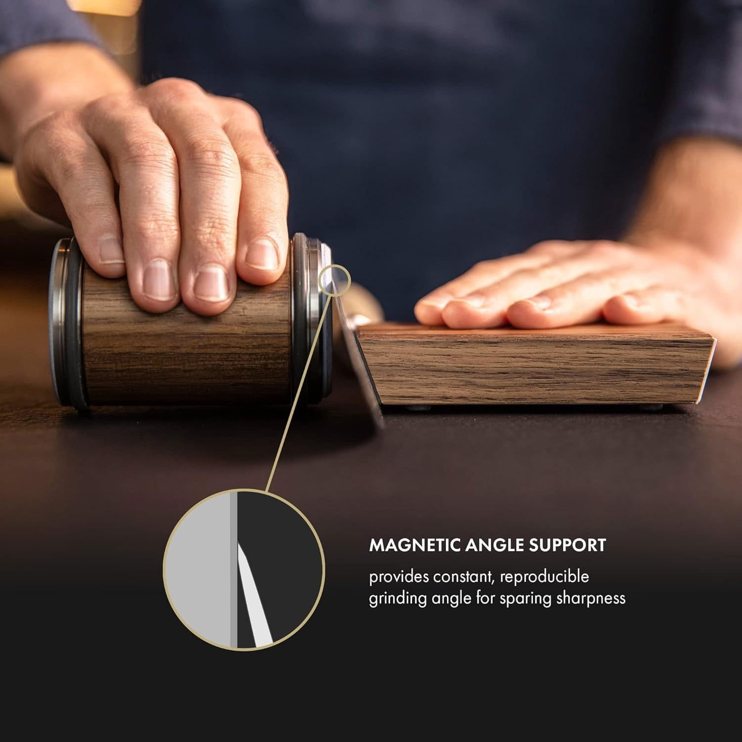 SONGAU Rolling Knife Sharpener Tool, Roller Edge Countertop Knife Sharpener Kit Set Industrial Diamond Kitchen Knife Stone Set for Steel of Any Hardness and Two Grinding Angles of 15° and 20° (brown) - Image 2