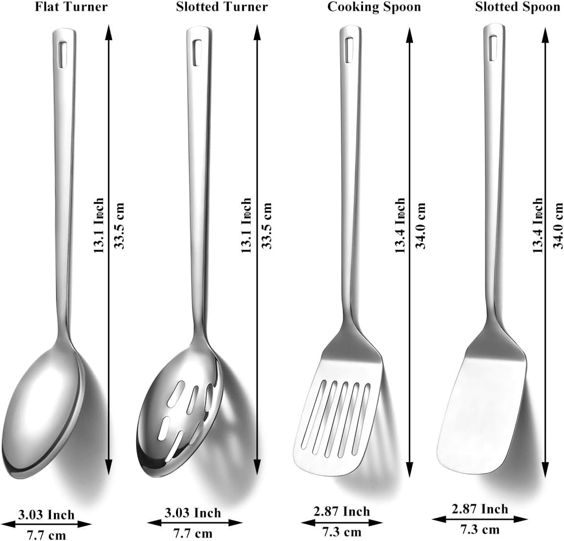 Stainless Steel Kitchen Utensils Set 4 count, Cooking Utensils Set, Kitchen Tools Spatulas Set, Cooking Spoons, Essentials Kitchen Gadgets Accessories - Image 2