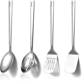 Stainless Steel Kitchen Utensils Set 4 count, Cooking Utensils Set, Kitchen Tools Spatulas Set, Cooking Spoons, Essentials Kitchen Gadgets Accessories