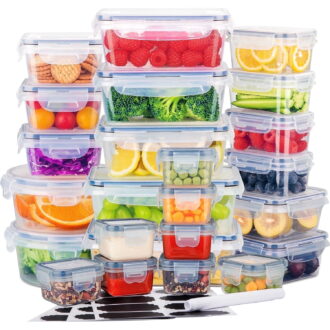 Stelive 24 Pack Food Storage Container Set, Leak Proof Lunch Boxes, Microwave, Dishwasher & Freezer Safe, BPA-Free Clear Plastic Storage Containers for Home & Kitchen Organization with Labels & Pen