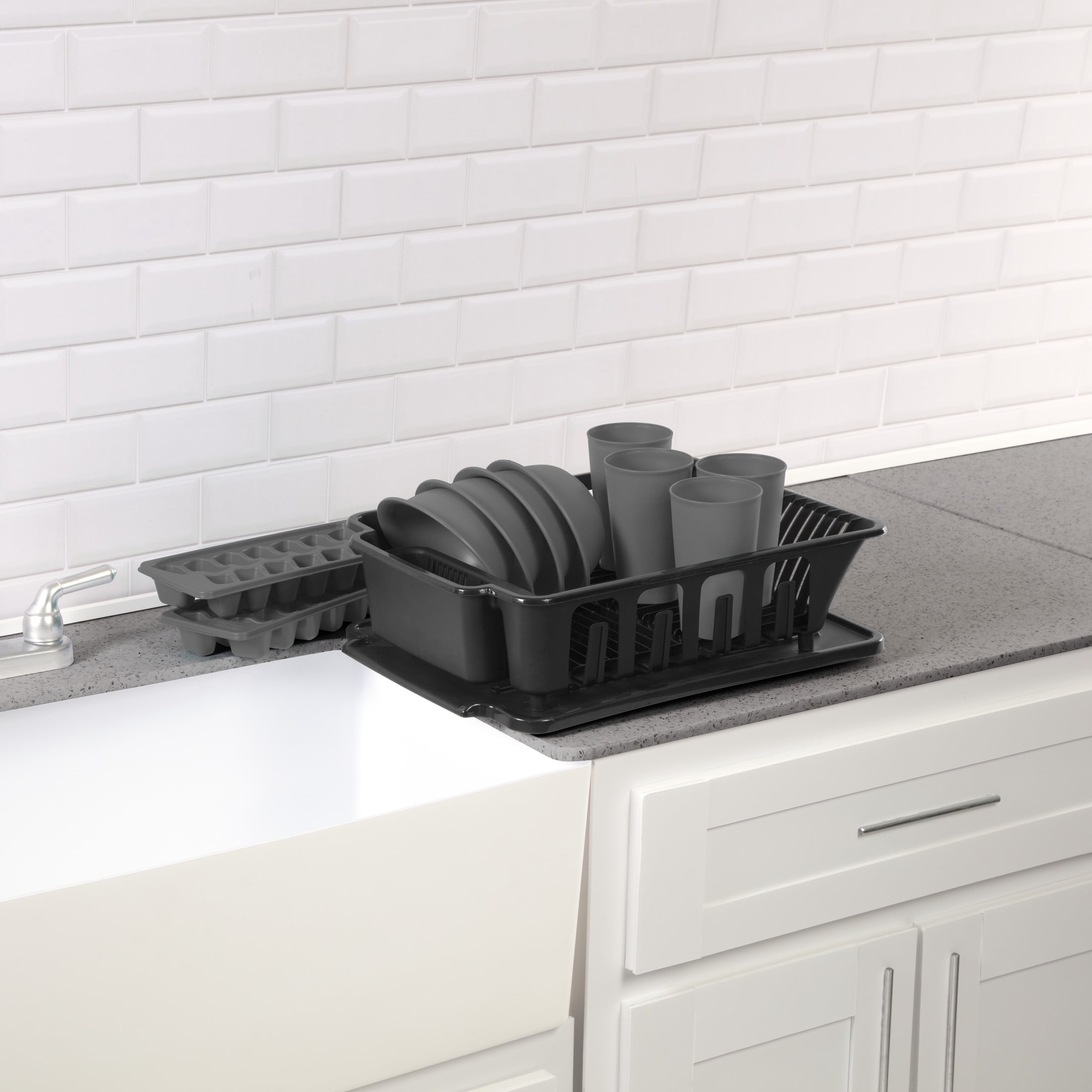 Sterilite 12 Piece Kitchen Set, Includes Sinkset, Bowls, Tumblers, Ice Cube Trays, Black - Image 2