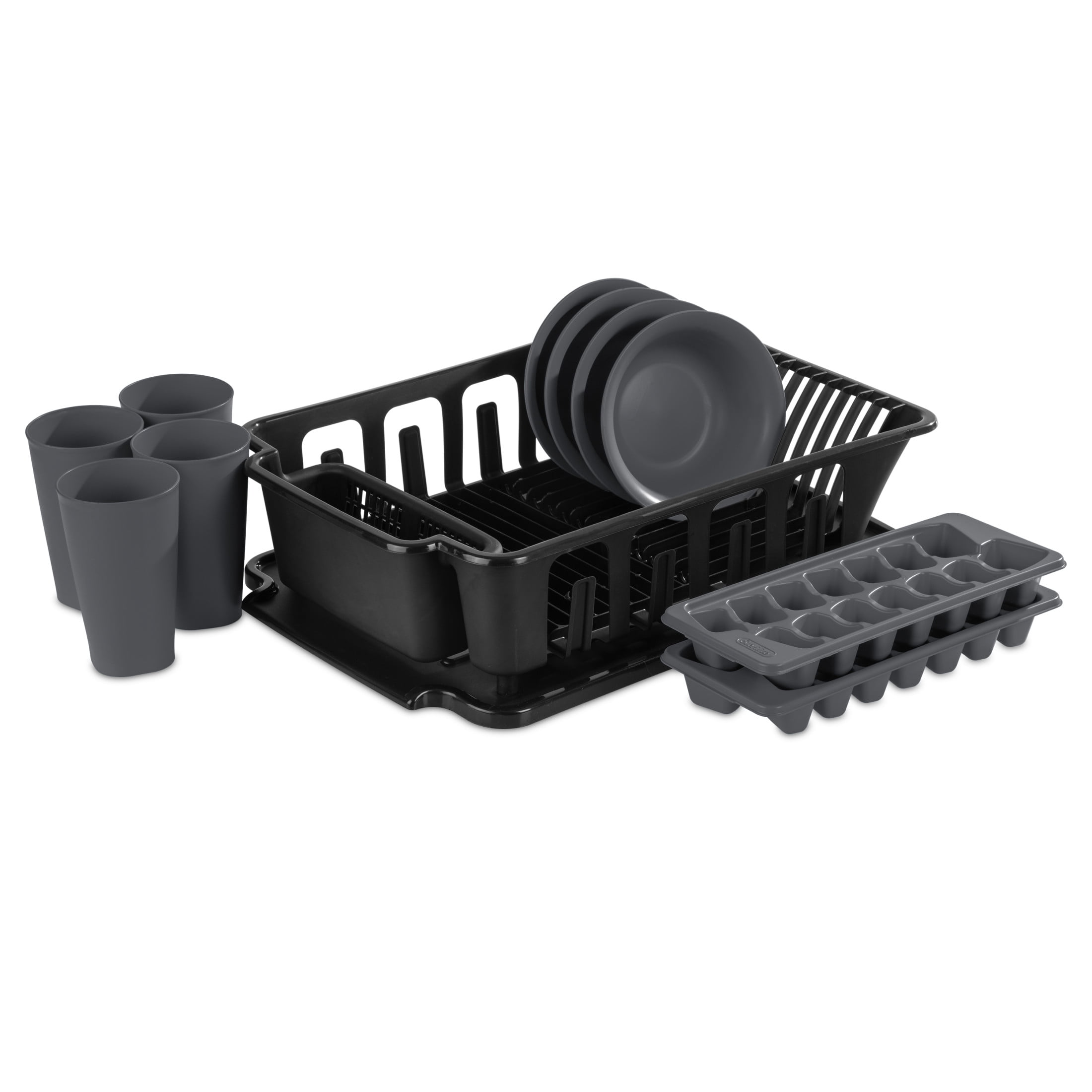 Sterilite 12 Piece Kitchen Set, Includes Sinkset, Bowls, Tumblers, Ice Cube Trays, Black - Image 4