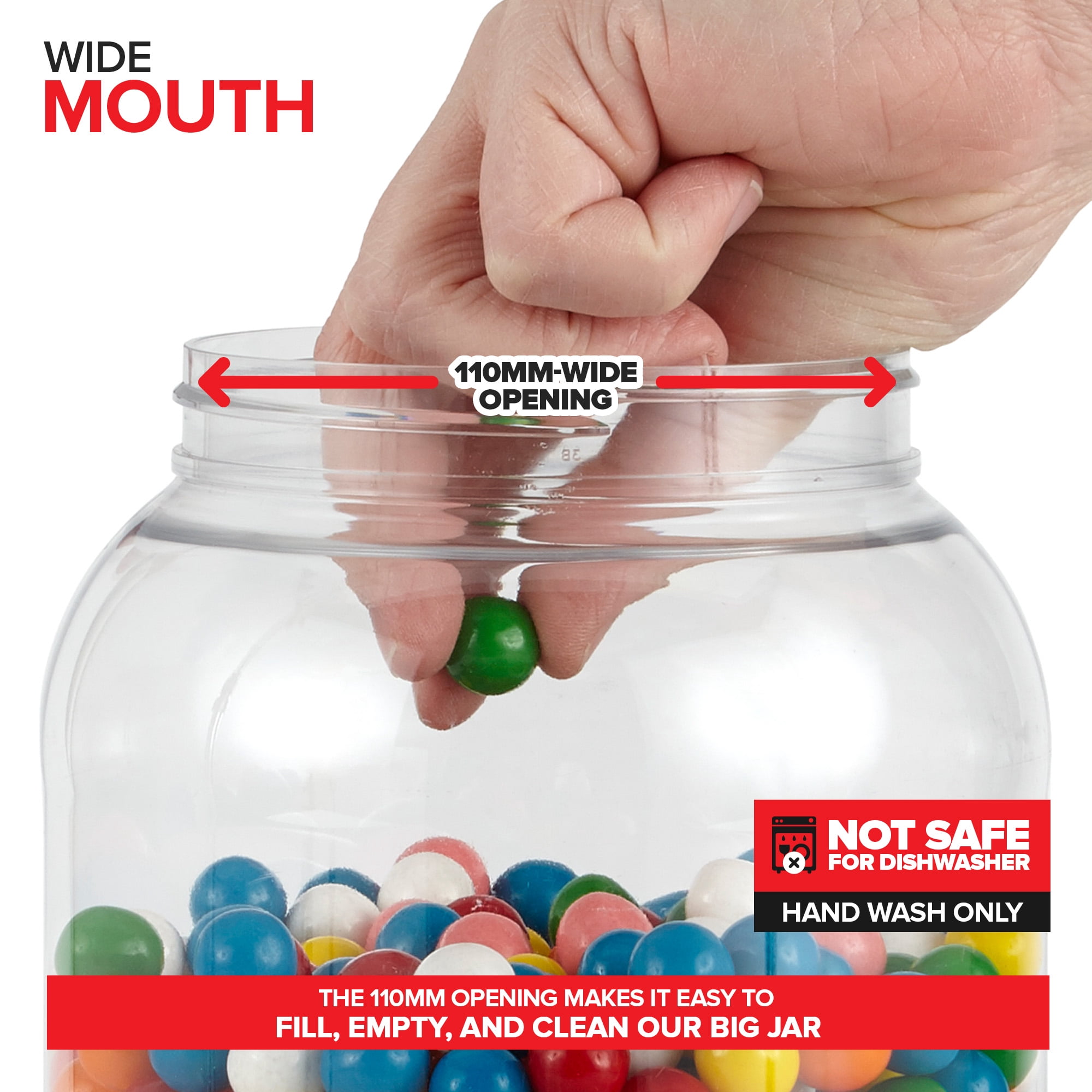 Stock Your Home 1 Gallon Clear Plastic Jars with Lids (2 Pack) 128 oz Wide Mouth Large Jar with Lid, Big Container for Candy, Cookies, Arts & Crafts, Bartender Money Tips, Kitchen & Pantry Storage - Image 4