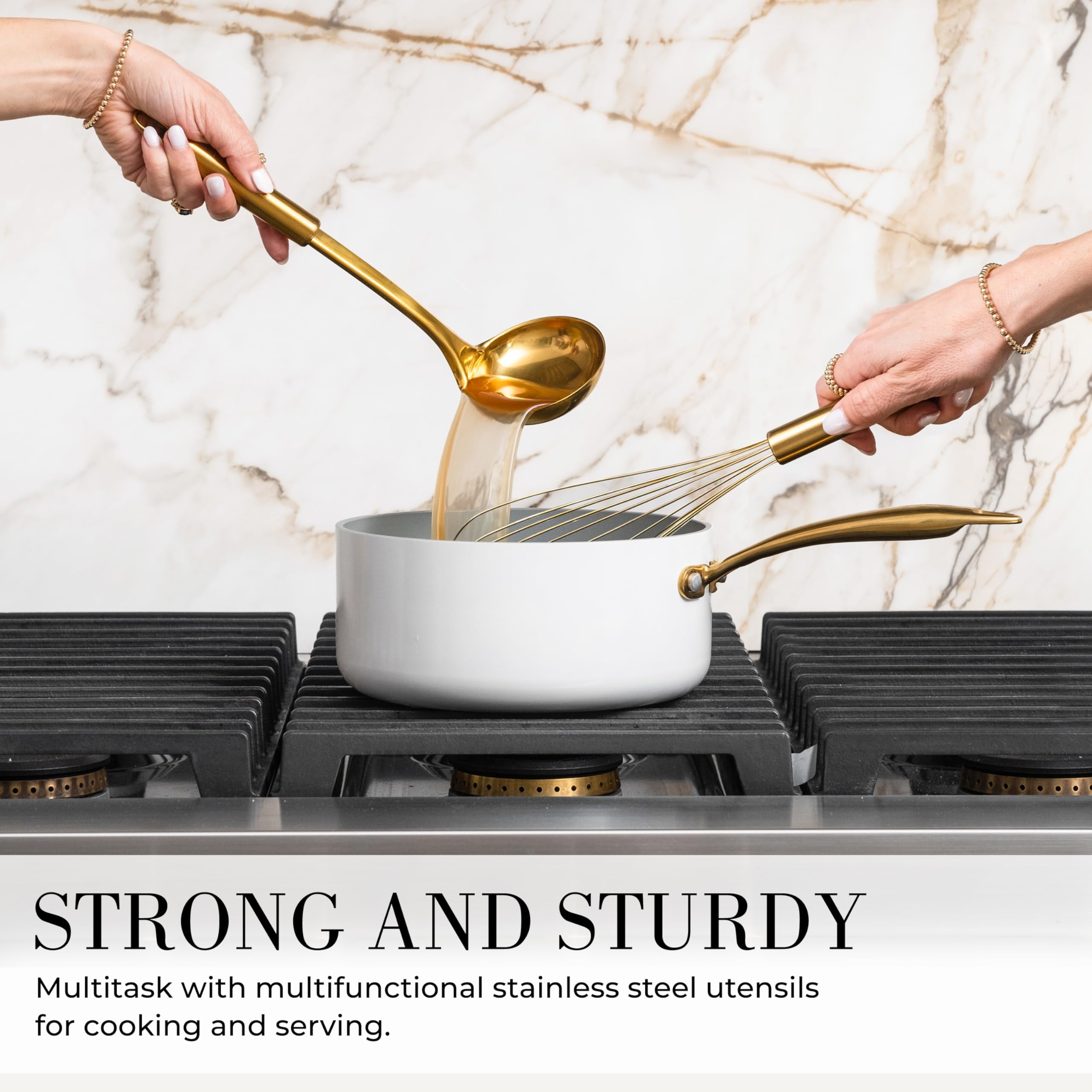 Styled Settings Black and Gold Kitchen Utensils Set - 15 Piece Set Includes Gold and Black Silicone Cooking Utensils with Gold Utensil Holder and Gold Magnetic Measuring Spoons - Gold Kitchen Set - Image 3