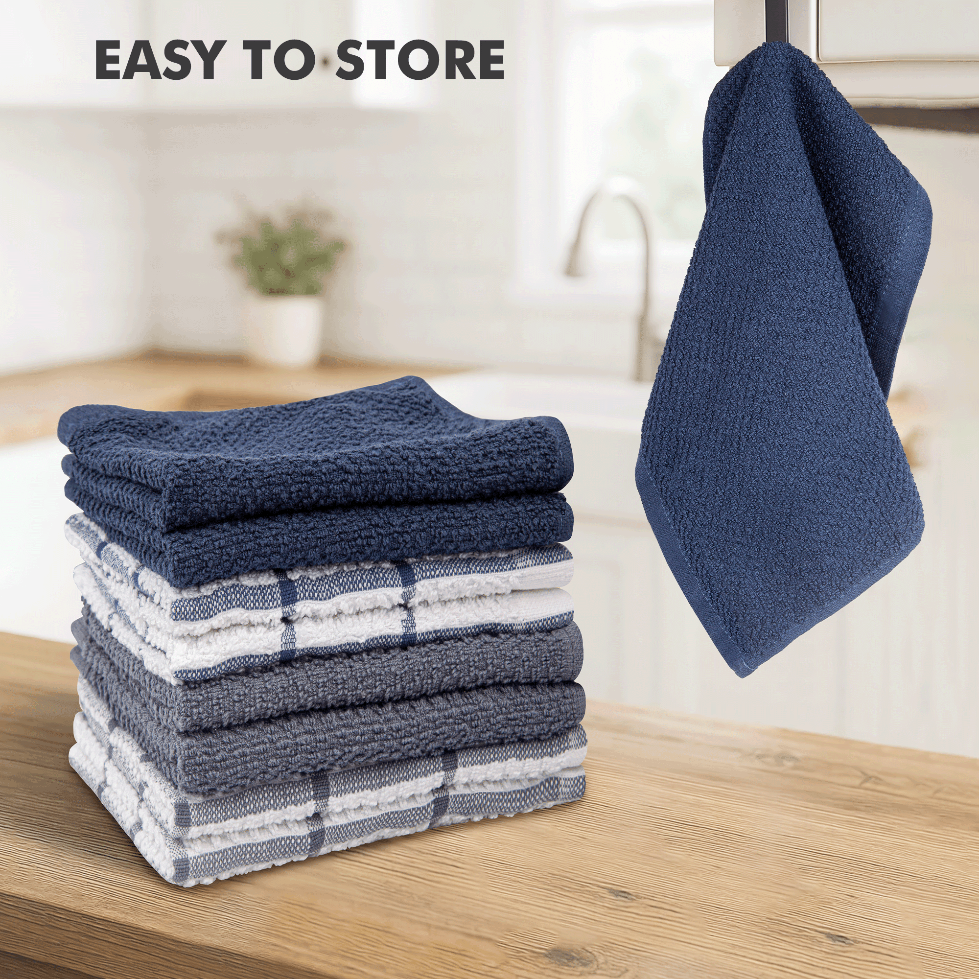 SUGARDAY Cotton Kitchen Towels Dish Towels for Drying Dishes 8 Pack, Hand Tea Towels Rags Dishcloths for Kitchen 12 x 12 Inches - Image 4